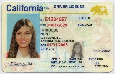 Medium Size United States California - High Quality Scannable ID
