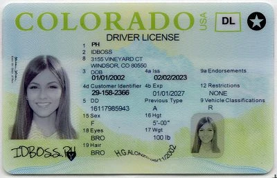 Medium Size United States Colorado Fake ID - View 1 - High Quality Scannable ID