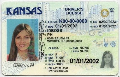 Medium Size United States Kansas Fake ID - View 1 - High Quality Scannable ID