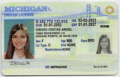 Medium Size United States Michigan Fake ID - View 1 - High Quality Scannable ID