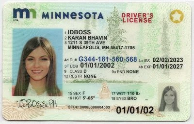Medium Size United States Minnesota Fake ID - View 1 - High Quality Scannable ID
