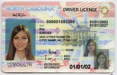 Medium Size United States North Carolina Fake ID - View 1 - High Quality Scannable ID