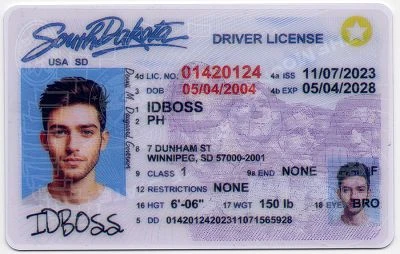 Medium Size United States South Dakota-SD Fake ID - View 1 - High Quality Scannable ID