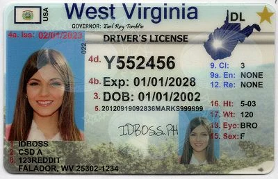 Medium Size United States West Virginia Fake ID - View 1 - High Quality Scannable ID