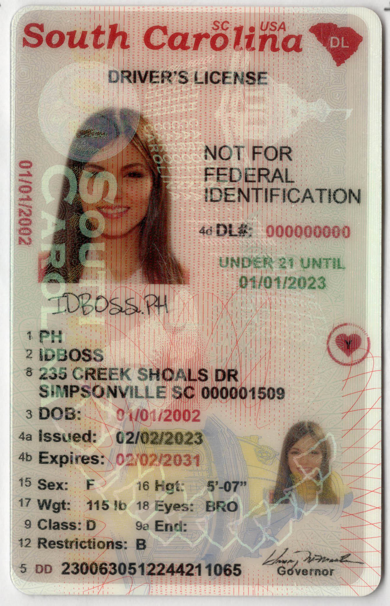 South Carolina(U21) Fake ID-idboss